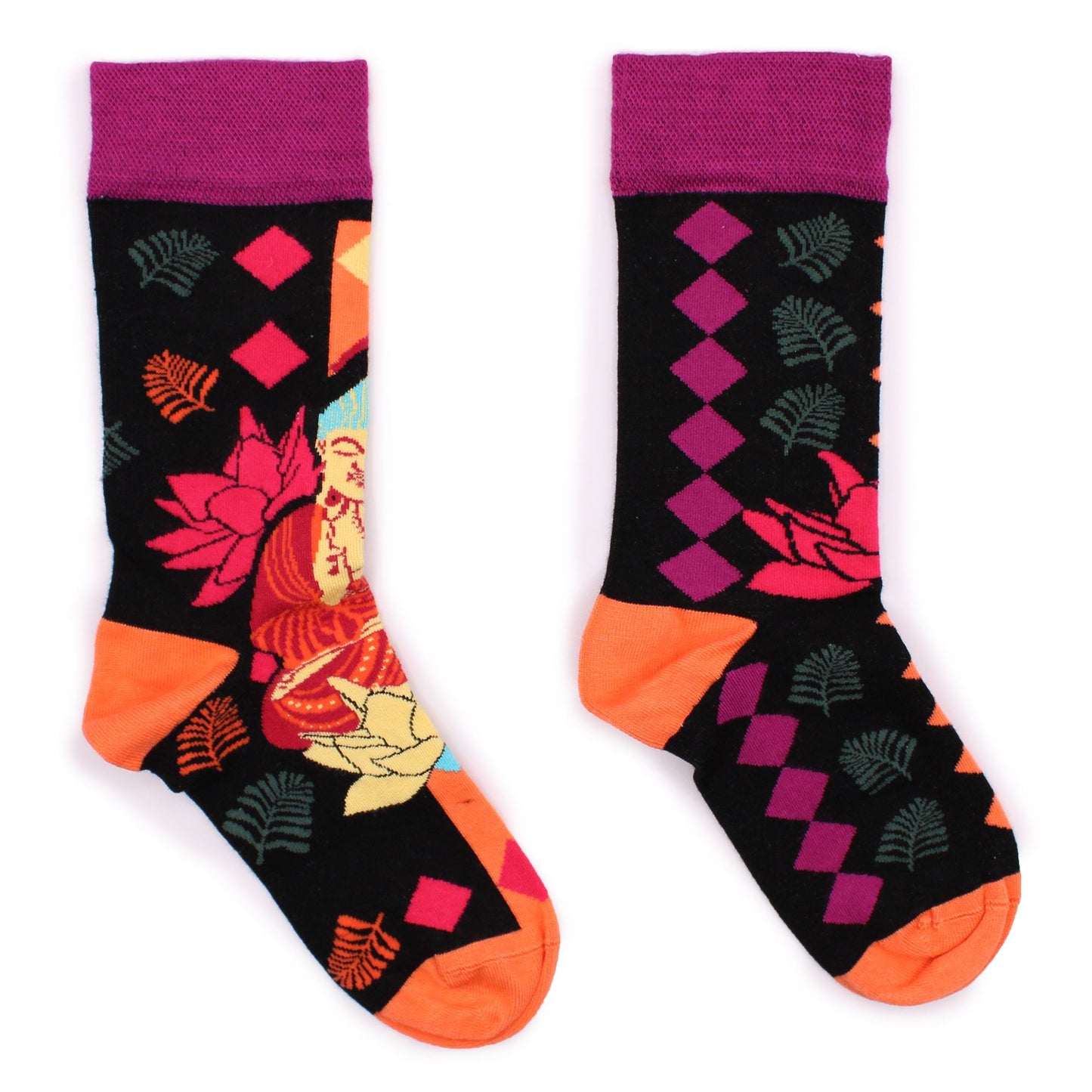 Hop Hare Bamboo Socks (S/M) - Pink Buddha &amp; Lotus