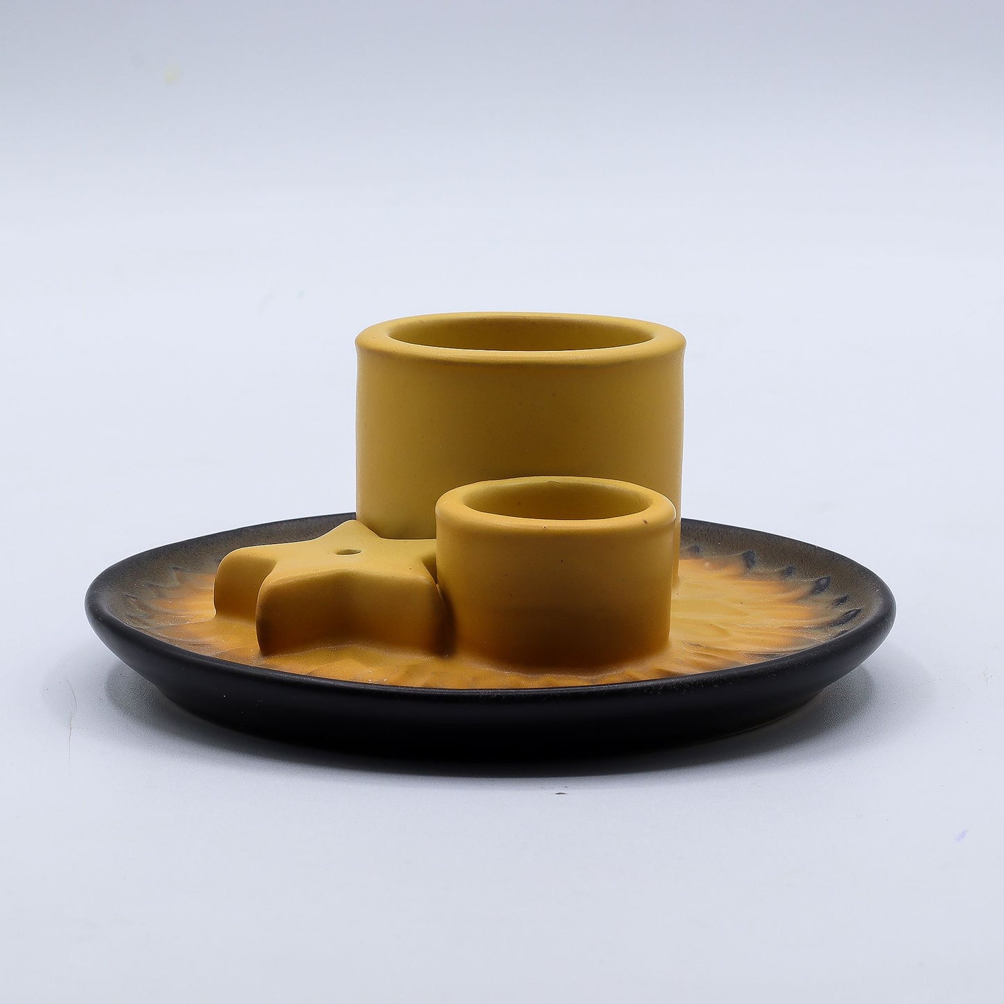 Ceramic holder for Palo Santo and Incense - Mandala - Sand and Gray