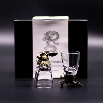 Gift set of 6 shot glasses (50 ml) - Wild Forest Creatures - Antique Bronze