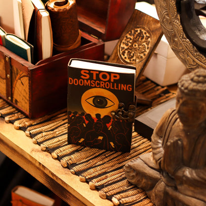 Cuaderno impreso en cuero – Detén el doomscrolling