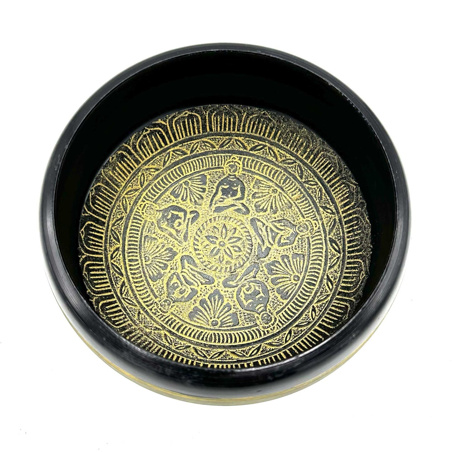 Earth Powder Tibetan Singing Bowl - Mantra Five Buddha - 16cm