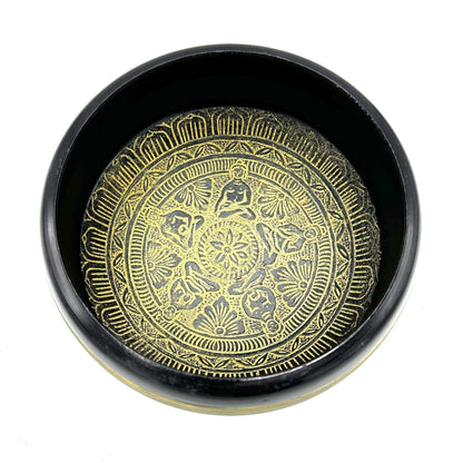 Earth Powder Tibetan Singing Bowl - Mantra Five Buddha - 16cm