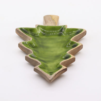 Lost in the Forest - Enameled Wooden Bowl with Tree Design - 25x19 cm