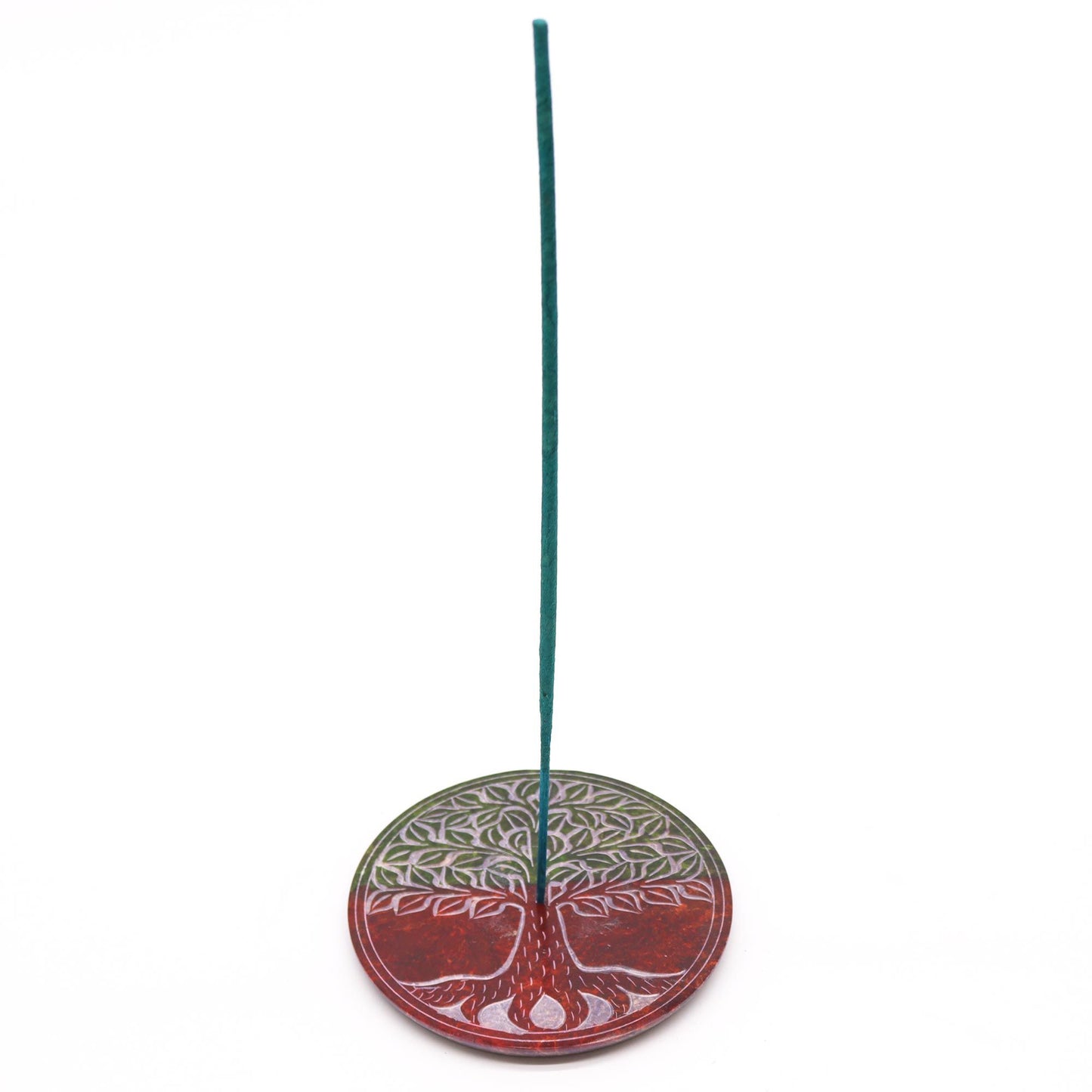 Soapstone Disc Incense Holder 10cm - Tree of Life