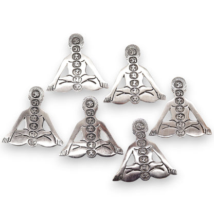 Yoga Seven Chakras Incense Holder Polished Aluminum 12x12cm