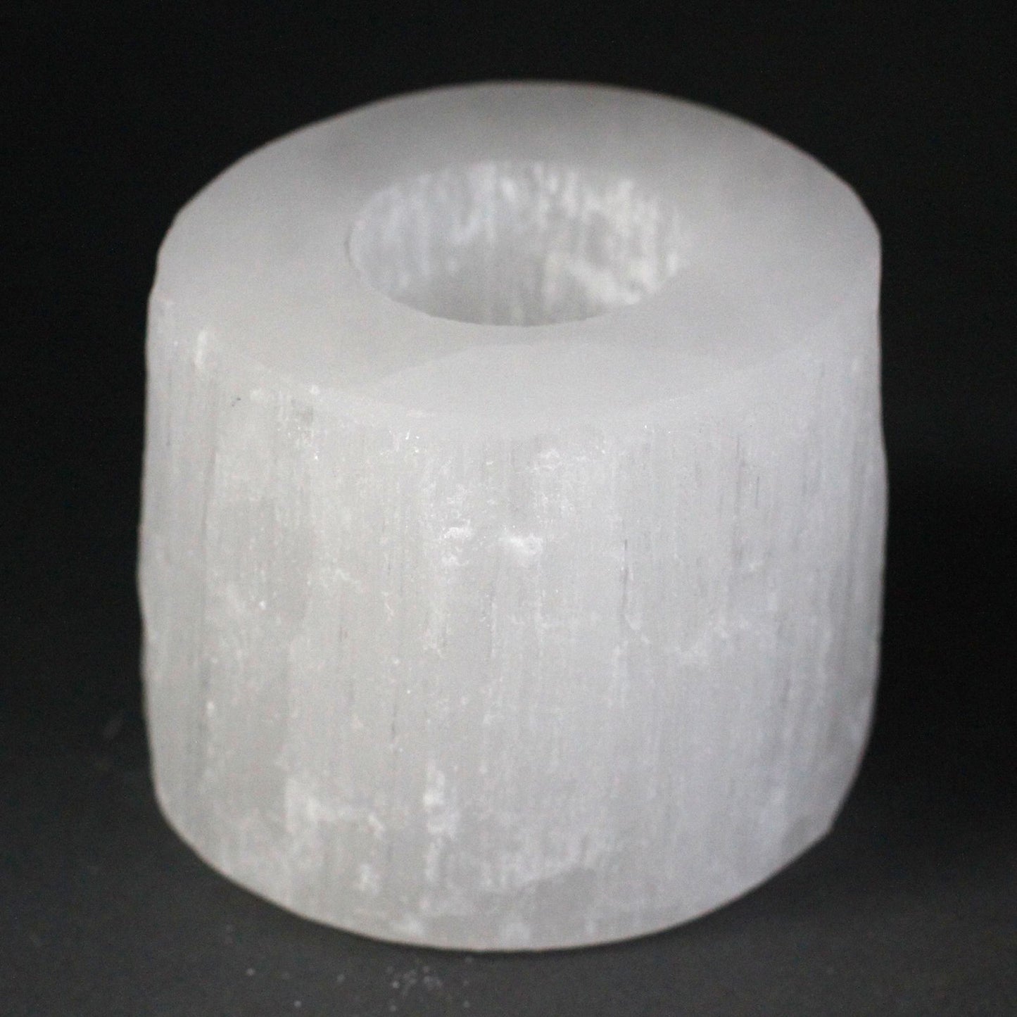 Selenite cylinder candlestick - 8 cm