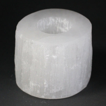 Selenite cylinder candlestick - 8 cm