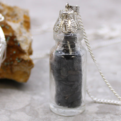 Bottled Gemstone Necklace - Black Onyx