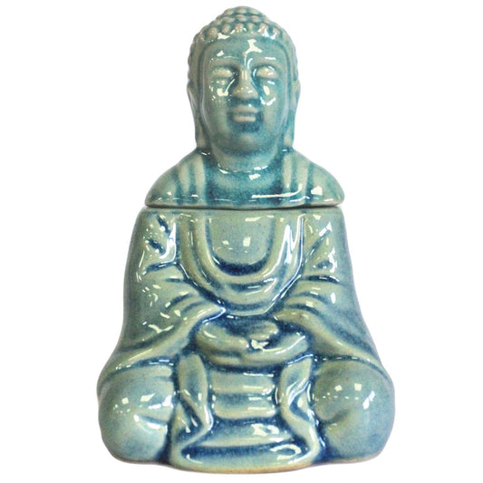 Seated Buddha Oil Burner - Blue