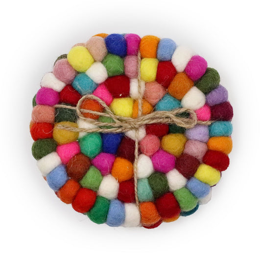 Round felt coasters, 10 cm, multicolored (set of 4)