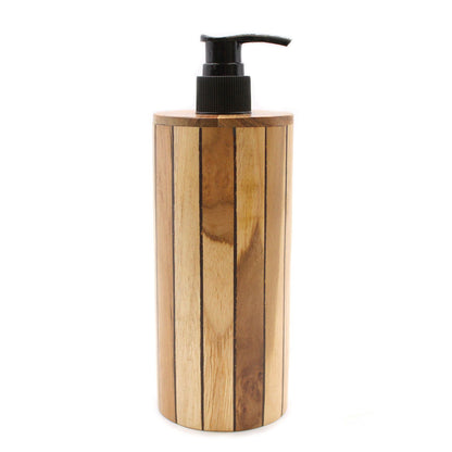 Dispensador de jabón de madera de teca natural - Redondo