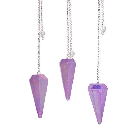 Péndulo de seis caras - Aurora Crystal Morado - 4 cm