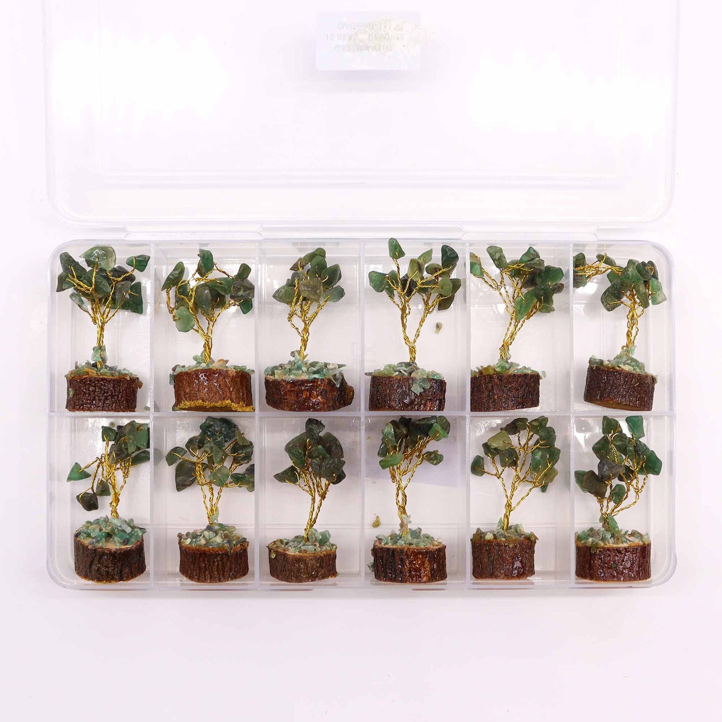 Mini Gemstone Tree on Wooden Base - Green Aventurine (15 Stones)