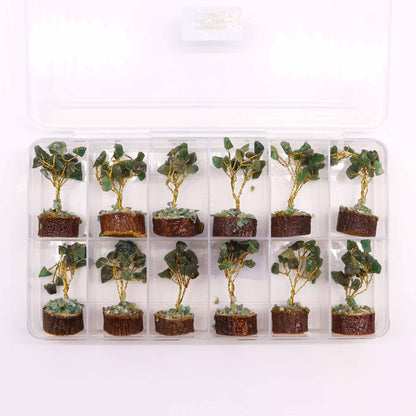 Mini Gemstone Tree on Wooden Base - Green Aventurine (15 Stones)