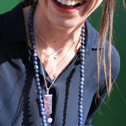 Colgante de Punto Clásico de Piedras Preciosas - Ágata Negra