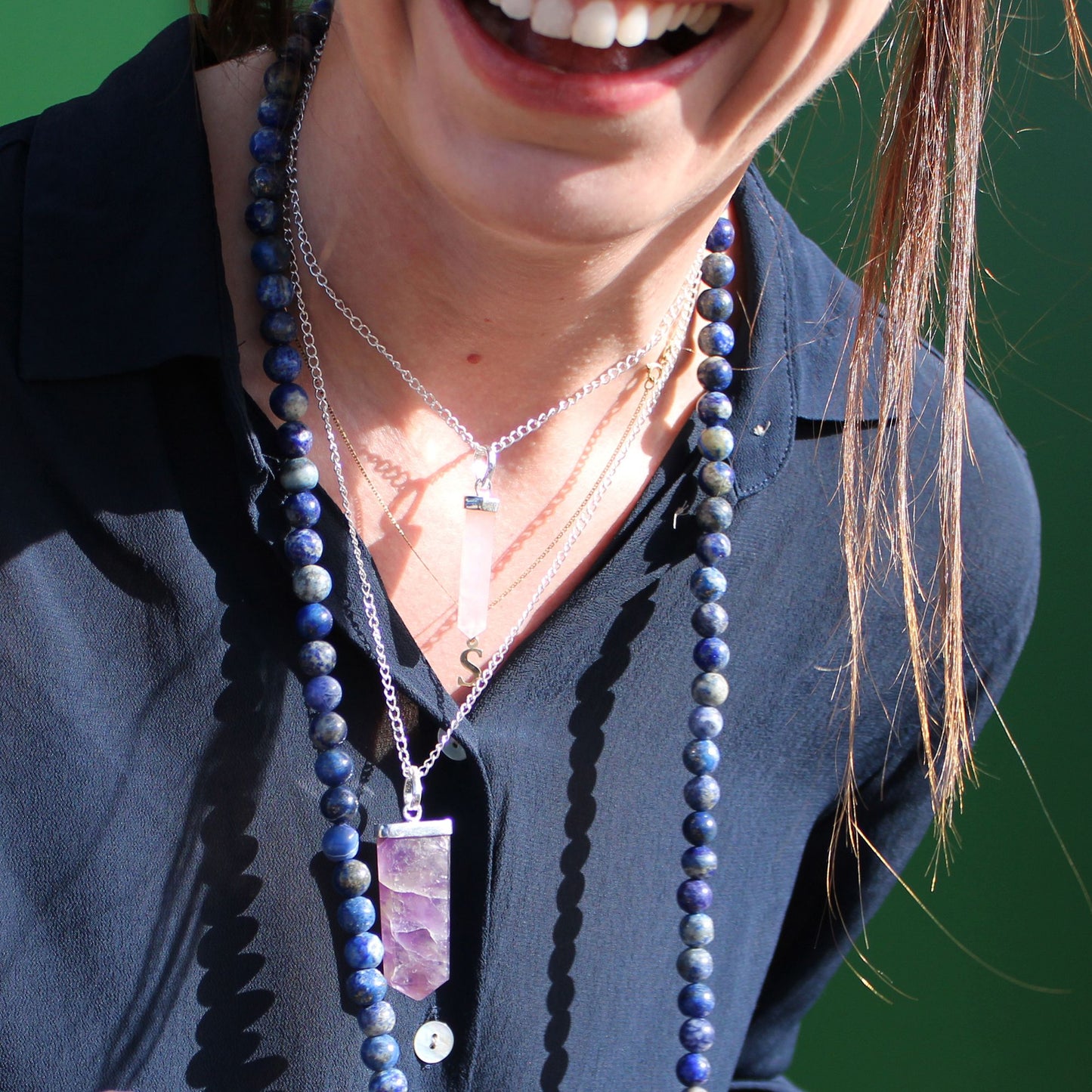 Colgante de Punto Clásico de Piedras Preciosas - Ojo de Tigre