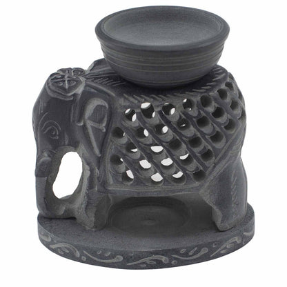 Soapstone Oil Burner 10.5 cm - Standing Elephant