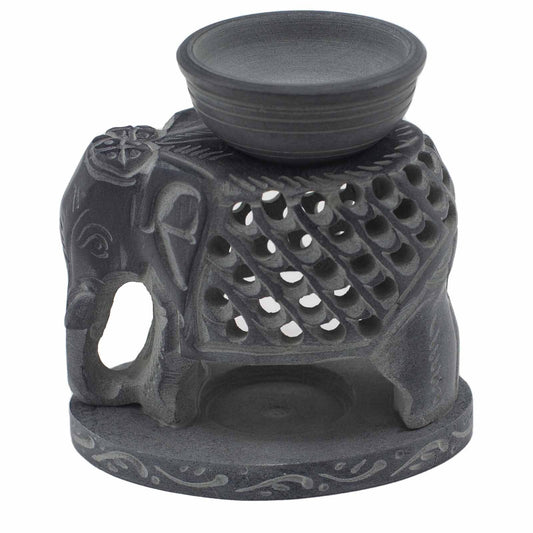Soapstone Oil Burner 10.5 cm - Standing Elephant