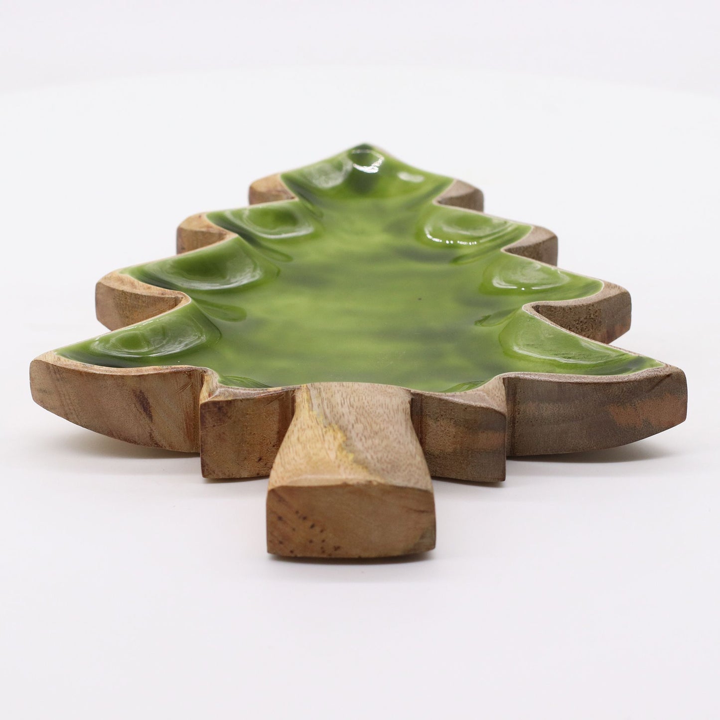 Lost in the Forest - Enameled Wooden Bowl with Tree Design - 25x19 cm