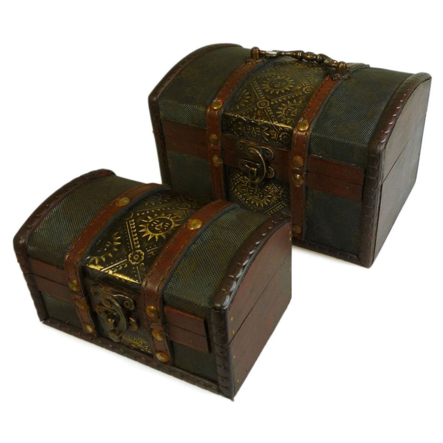 Set of 2 Colonial Boxes - Embossed Metal