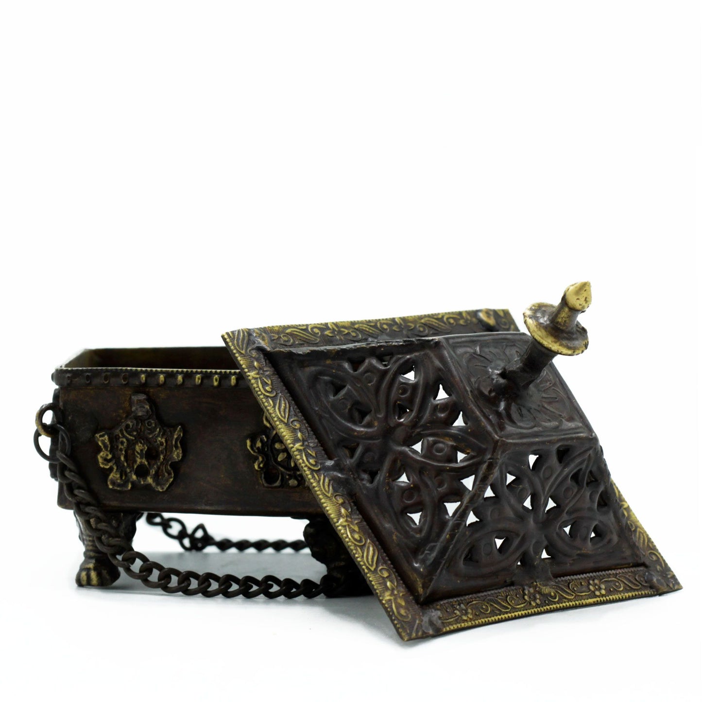 Tibetan Brass Burner - Square Pendant Eight Symbols