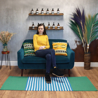 Indian Cotton Rug - 70x170cm - Blue/Green