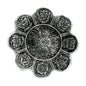 Tibetan Symbols Incense Holder Polished Aluminum 12cm