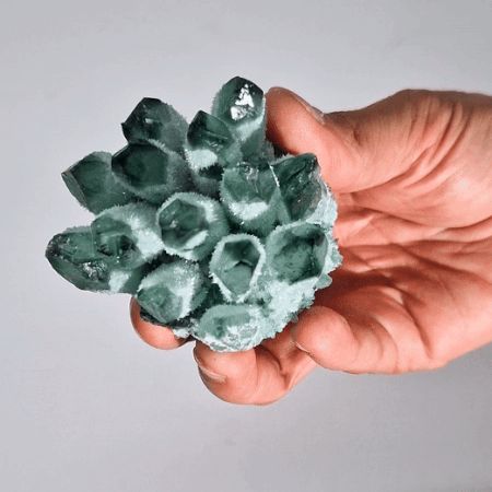 Natural Handcrafted Quartz Cluster - Green Phantom Quartz (approx 250-300gm 8cm)