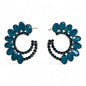 Vintage Crystal Hoop Earrings - Turquoise Green