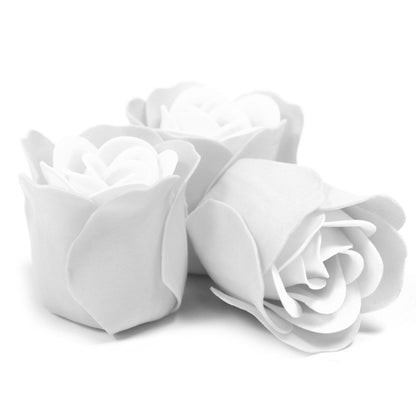 Set of 3 soap flowers in a heart-shaped box - white roses