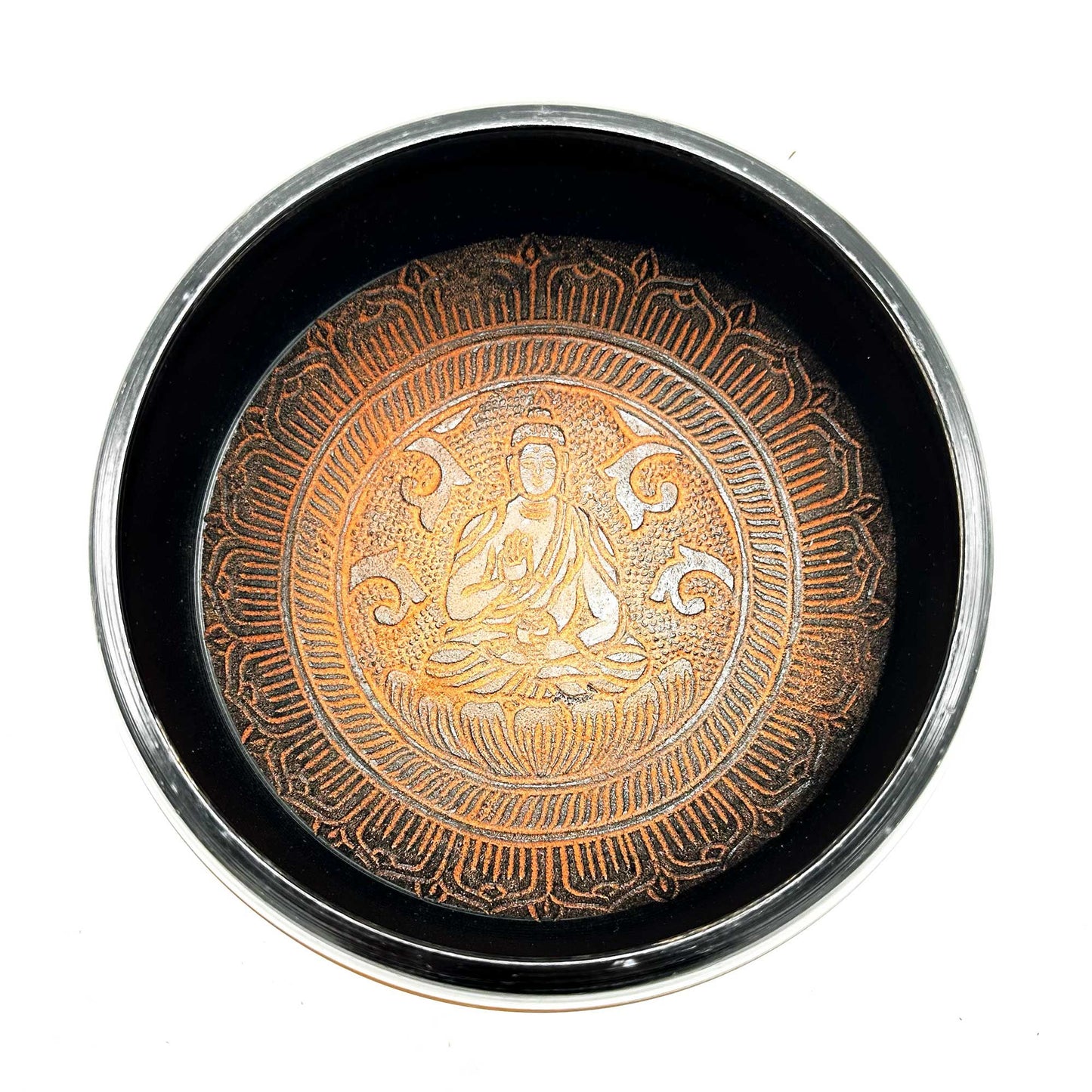 Tibetan Earthen Powder Bowl - Clay Om Buddha - 16cm