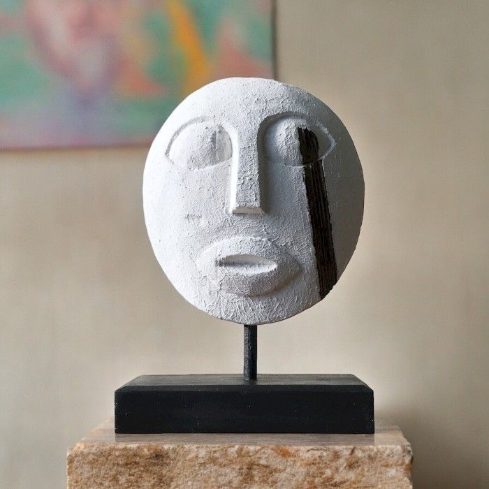 Máscara Decorativa Tribal Timor - Blanca 27x20cm