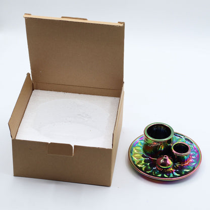 Ceramic holder for Palo Santo and Incense - Mandala - Metallic Rainbow