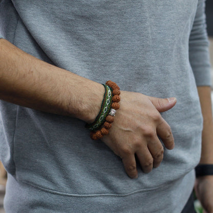 Rudraksha Buddha Japa Mala Bracelet - Brown