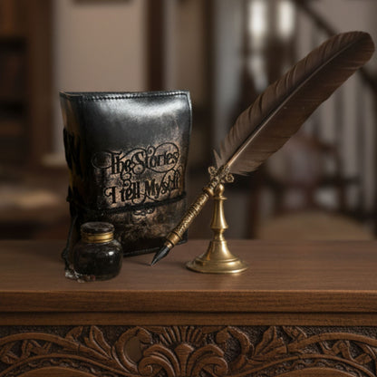 Cuadernos de cuero con borde hecho a mano (5 x 3.5 pulgadas) - Las historias que me cuento a mí mismo