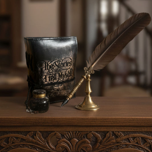 Cuadernos de cuero con borde hecho a mano (5 x 3.5 pulgadas) - Las historias que me cuento a mí mismo