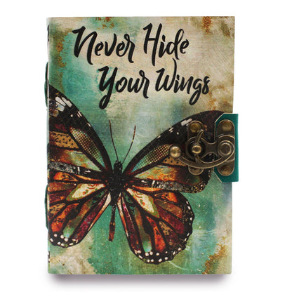 Never Hide Your Wings Leather Notebook