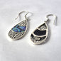 Shell and Silver Earrings - Oval Teardrop - Abalone