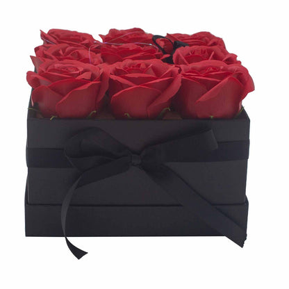 Gift Box - Soap Flower 9 Red Roses - Square