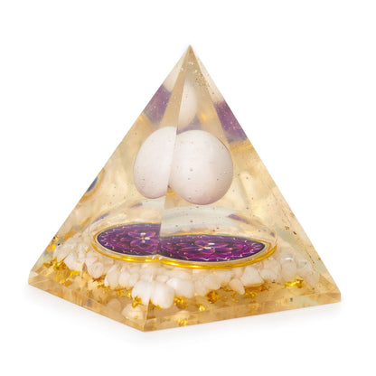 Pyramides d'orgonite moyennes 7x6 cm - Sphère de quartz flottante - Morceaux de quartz