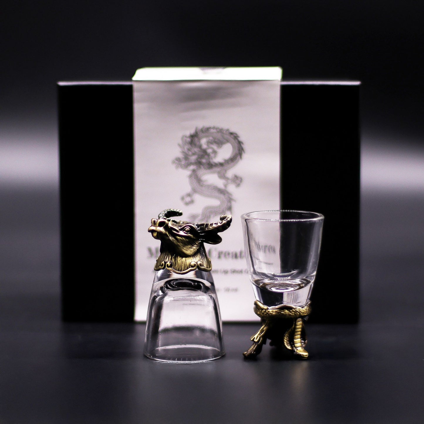 Gift set of 6 shot glasses (50 ml) - Wild Forest Creatures - Antique Bronze