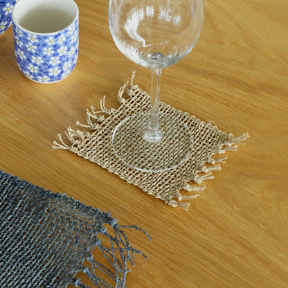 Set of 4 Natural Fringe Coasters - Natural