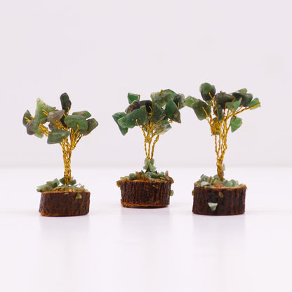 Mini Gemstone Tree on Wooden Base - Green Aventurine (15 Stones)