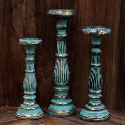 Grand bougeoir - Turquoise Gold