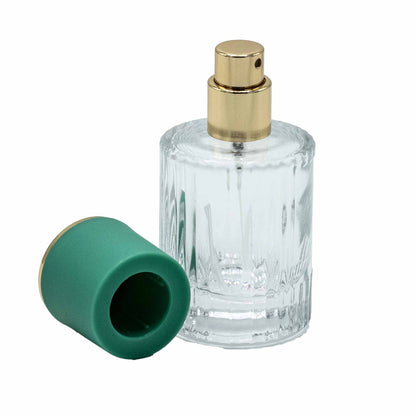 Flacons de parfum en verre avec vaporisateur et bouchon vert, 30 ml
