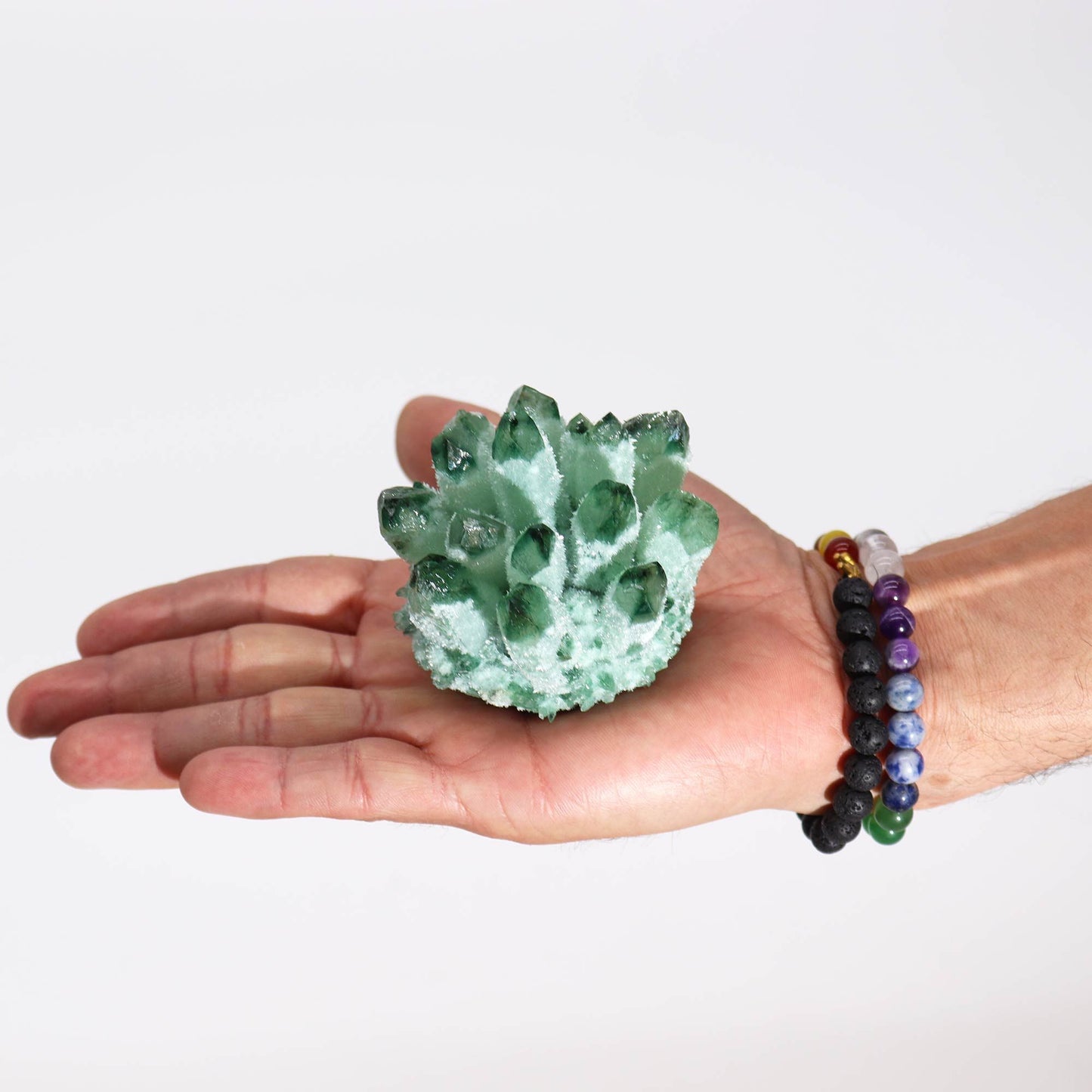 Natural Handcrafted Quartz Cluster - Green Phantom Quartz (approx 250-300gm 8cm)