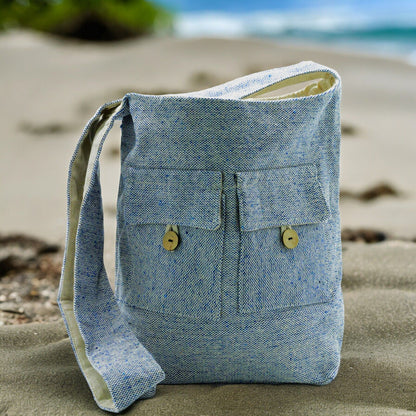 Bolso de Dos Bolsillos Tonos Naturales- Vaquero Denim- Mediano