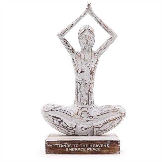 Wooden Woman Yoga - Whitewashed - Hands Up Pose - Hands to the Sky Embrace Peace