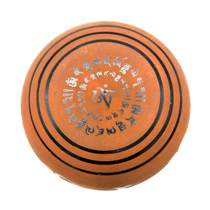 Tibetan Earthen Powder Bowl - Clay Om Buddha - 16cm