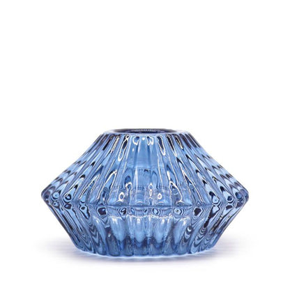 Reversible Flower Design Dinner/Tea Light Candle Holder - Blue